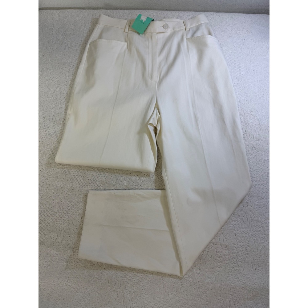 F. by Faconnable Vintage 90s High Waisted Cotton Trousers White Portugal Size 10